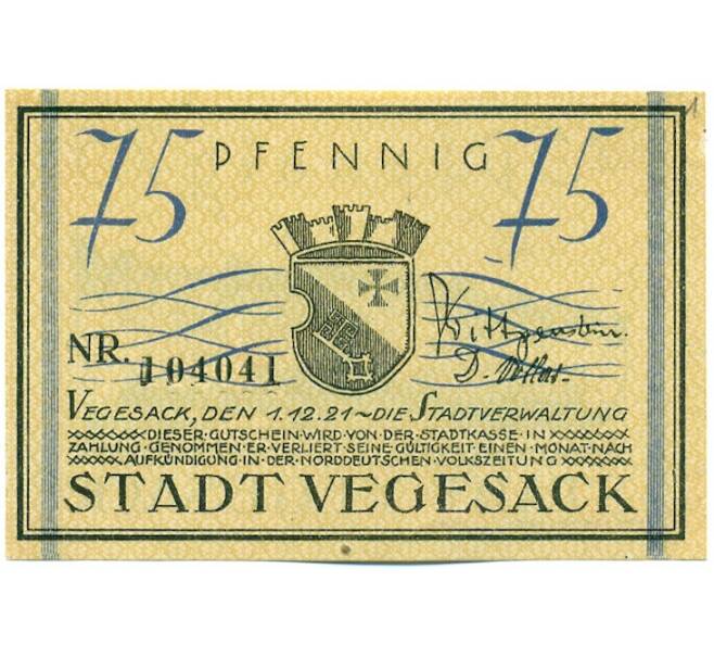 Банкнота 75 пфеннигов 1921 года Германия — город Фегезак (Нотгельд) (Артикул: K12-41591) — Фото №1