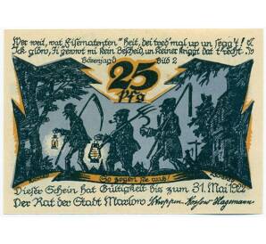 25 пфеннигов 1922 года Германия — город Марлов (Нотгельд) — Фото №2