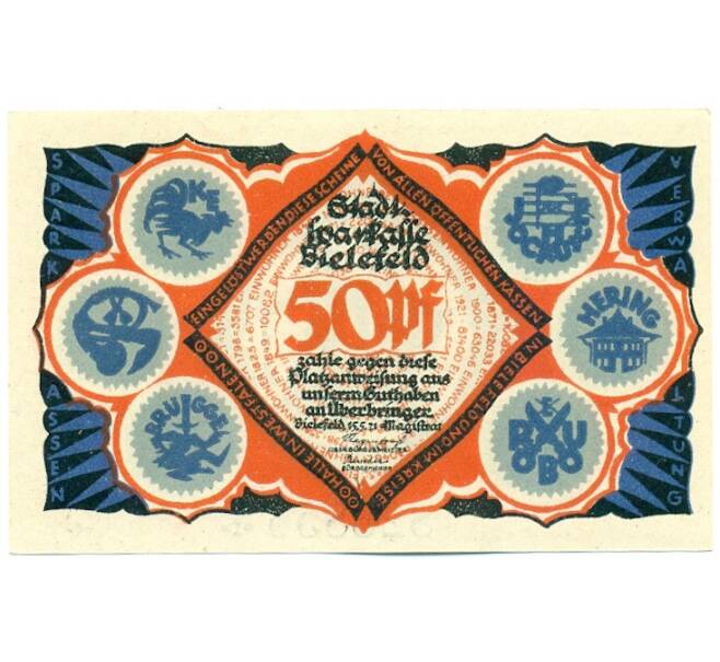 Банкнота 50 пфеннигов 1921 года Германия — город Билефельд (Нотгельд) (Артикул: K12-41716) — Фото №1