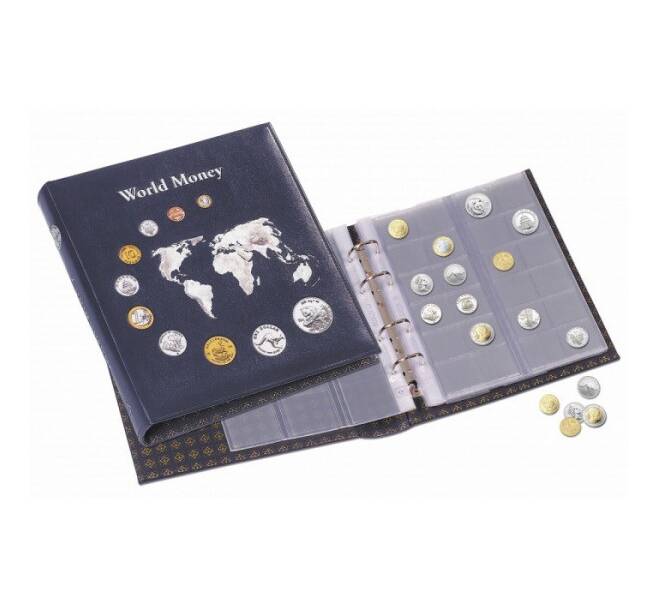 Альбом для монет «World money» с 5 листами и защитным шубером формата «Optima» Синий (LEUCHTTURM 344959) (Артикул: L1-30079) — Фото №1