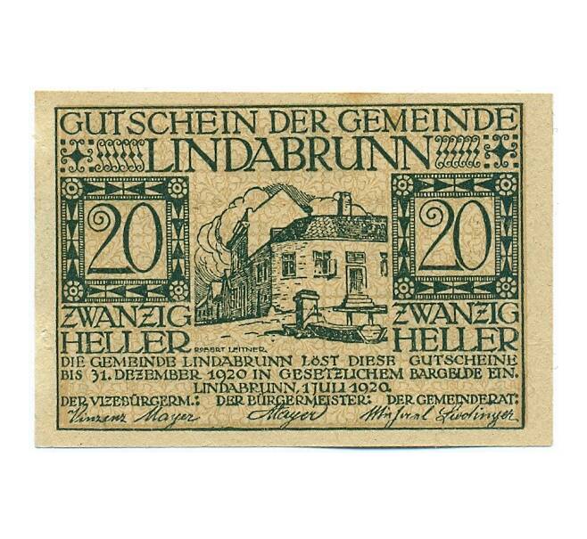Банкнота 20 геллеров 1920 года Австрия — община Линдабрунн (Нотгельд) (Артикул: K12-41898) — Фото №1
