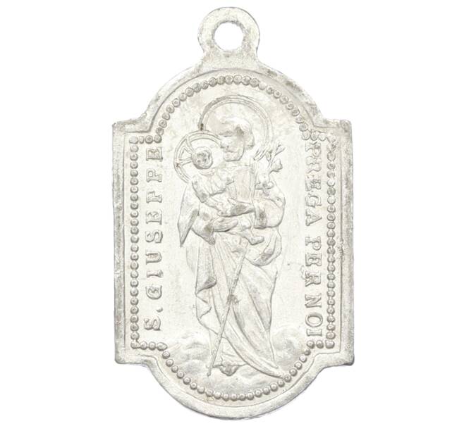 Нательный католический образок «Святой Иосиф — Дева Мария Розария (Помпеи)» Италия (Артикул: K12-41913) — Фото №1