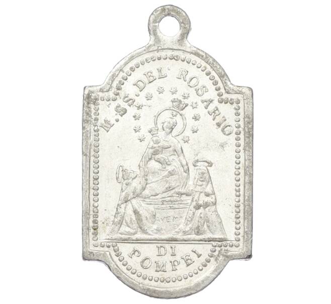 Нательный католический образок «Святой Иосиф — Дева Мария Розария (Помпеи)» Италия (Артикул: K12-41913) — Фото №2