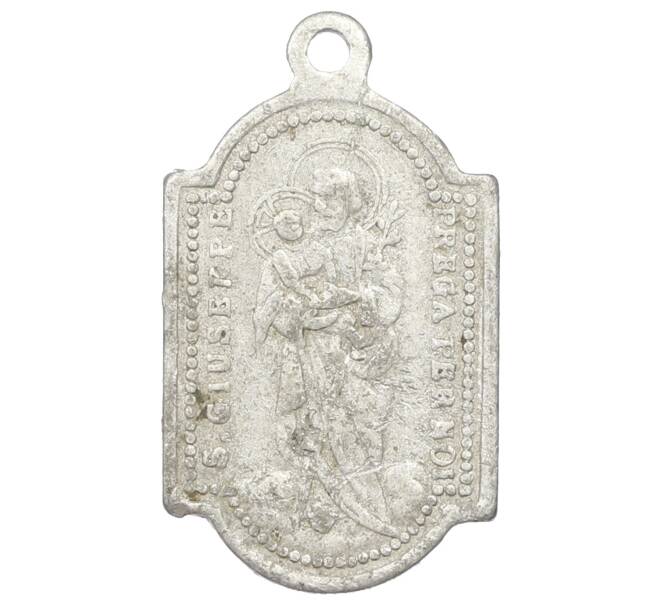 Нательный католический образок «Святой Иосиф — Дева Мария Розария (Помпеи)» Италия (Артикул: K12-41914) — Фото №1