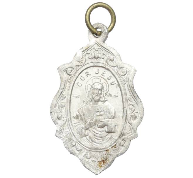 Нательный католический образок «Святейшее Сердце Иисуса Христа — Богоматерь Кармельская» Италия (Артикул: K12-41915) — Фото №1