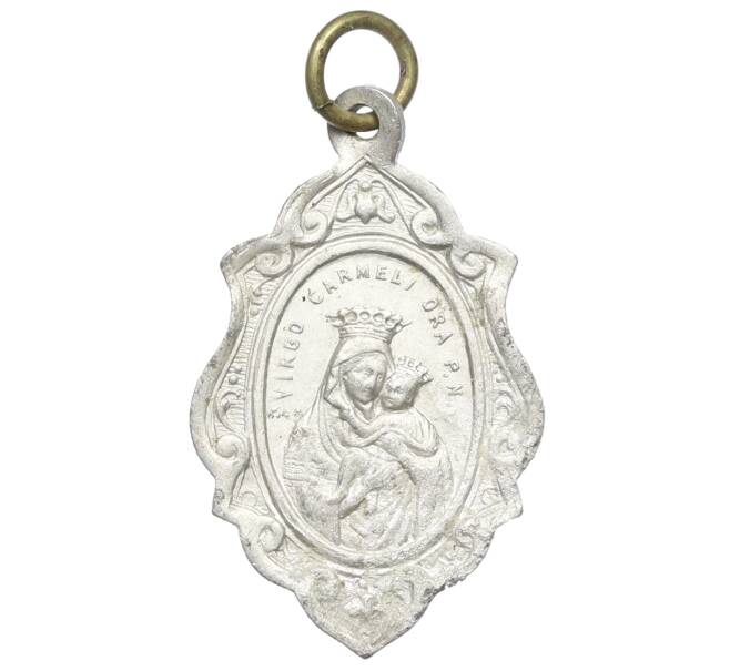 Нательный католический образок «Святейшее Сердце Иисуса Христа — Богоматерь Кармельская» Италия (Артикул: K12-41915) — Фото №2