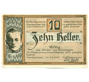 10 геллеров 1920 года Австрия — община Аурольцмюнстер (Нотгельд) — Фото №2