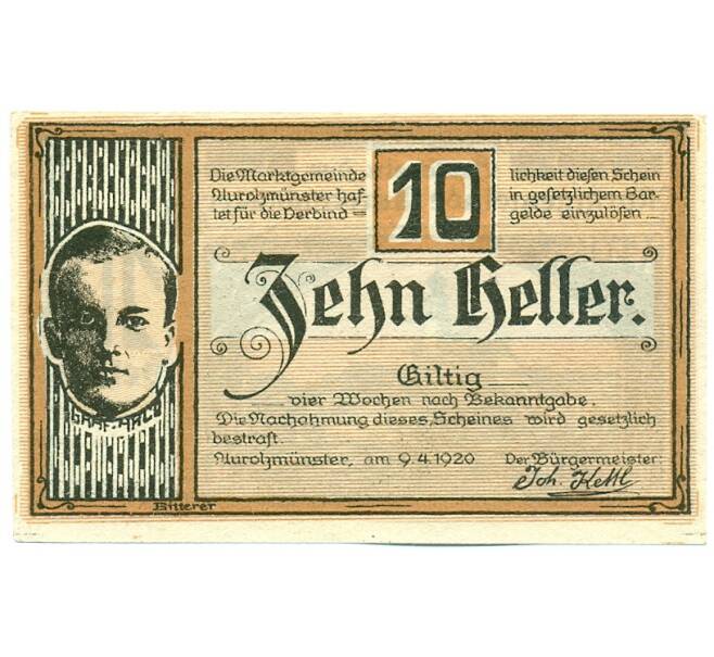 Банкнота 10 геллеров 1920 года Австрия — община Аурольцмюнстер (Нотгельд) (Артикул: K12-42113) — Фото №2