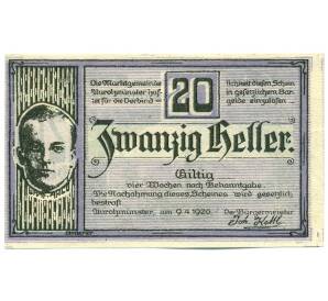 20 геллеров 1920 года Австрия — община Аурольцмюнстер (Нотгельд) — Фото №2