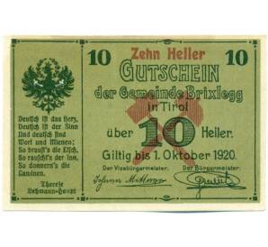 10 геллеров 1920 года Австрия — община Брикслегг (Нотгельд) — Фото №2