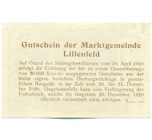 20 геллеров 1920 года Австрия — город Лилиенфельд (Нотгельд) — Фото №2