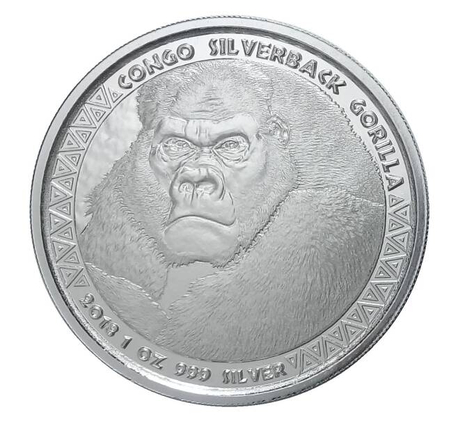 Монета 5000 франков 2018 года Конго — Горилла (Артикул M2-30466)