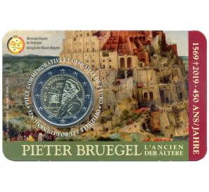 2 евро 2019 года Бельгия — 450 лет со дня смерти Питера Брейгеля Старшего (надписи на лицевой стороне блистера на французском  и немецком языке) — Фото №1