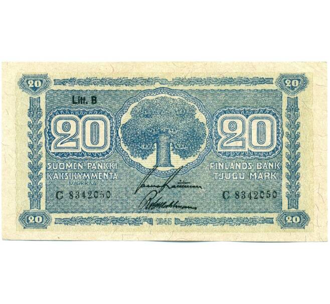 Банкнота 20 марок 1945 года Финляндия (Артикул: K12-43164) — Фото №1