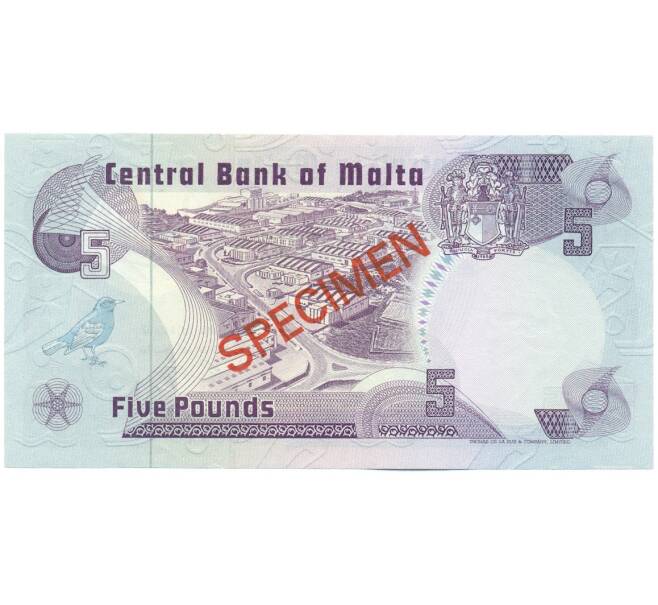 Банкнота 5 фунтов (лир) 1967 года Мальта (ОБРАЗЕЦ) (Артикул: K12-43339) — Фото №2