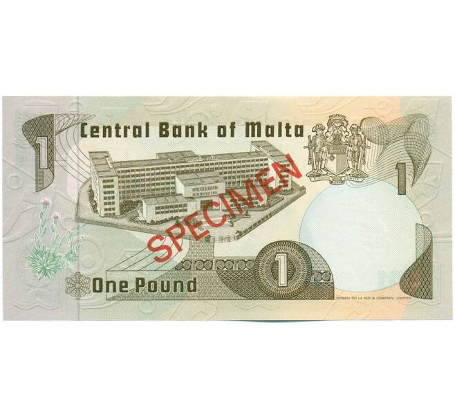 Банкнота 1 фунт (лира) 1967 года Мальта (ОБРАЗЕЦ) (Артикул: K12-43340) — Фото №2