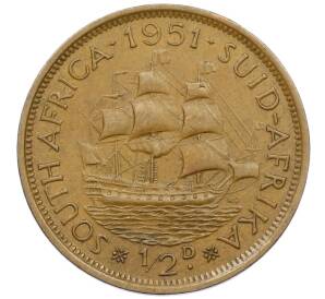 1/2 пенни 1951 года Британская Южная Африка — Фото №1