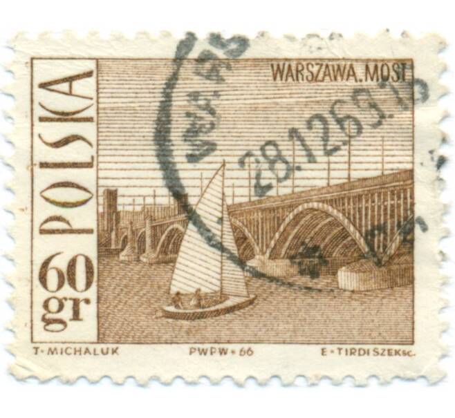 Почтовая марка 60 грошей 1966 года Польша «Варшавский мост» (Артикул: T11-15613) — Фото №1