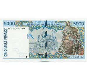 5000 франков 2002 года Западно-африканский валютный союз — литера C (Буркина-Фасо) — Фото №1