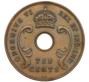 10 центов 1937 года KN Британская Восточная Африка — Фото №2