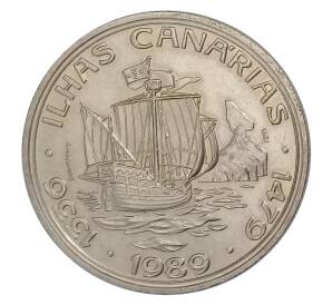 100 эскудо 1989 года Португалия «Золотой век открытий — Открытие Канарских островов» — Фото №1