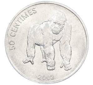 50 сантимов 2002 года Конго (ДРК) «Животные — Горилла» — Фото №1