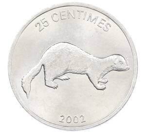 25 сантимов 2002 года Конго (ДРК) «Животные — Ласка» — Фото №1