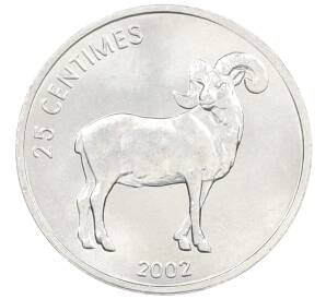 25 сантимов 2002 года Конго (ДРК) «Животные — Гривистый баран» — Фото №1