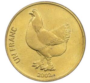 1 франк 2002 года Конго (ДРК) «Животные — Петух» — Фото №1
