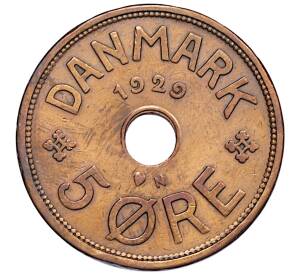 5 эре 1929 года Дания — Фото №1