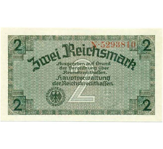 Банкнота 2 рейхсмарки 1940 года Германия (Для оккупированных территорий) (Артикул: B2-13483) — Фото №1