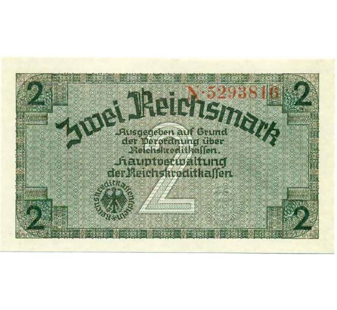 Банкнота 2 рейхсмарки 1940 года Германия (Для оккупированных территорий) (Артикул: B2-13489) — Фото №1