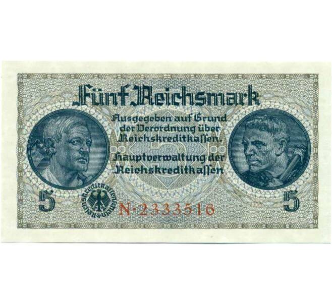 Банкнота 5 рейхсмарок 1940 года Германия (Для окупированных территорий) (Артикул: B2-13494) — Фото №1
