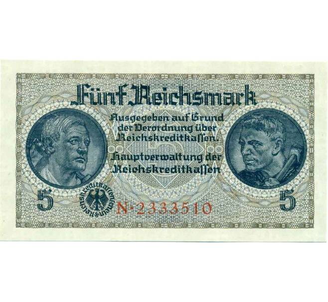 Банкнота 5 рейхсмарок 1940 года Германия (Для окупированных территорий) (Артикул: B2-13496) — Фото №1