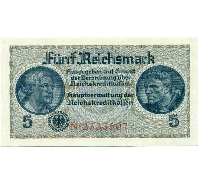 Банкнота 5 рейхсмарок 1940 года Германия (Для окупированных территорий) (Артикул: B2-13500) — Фото №1