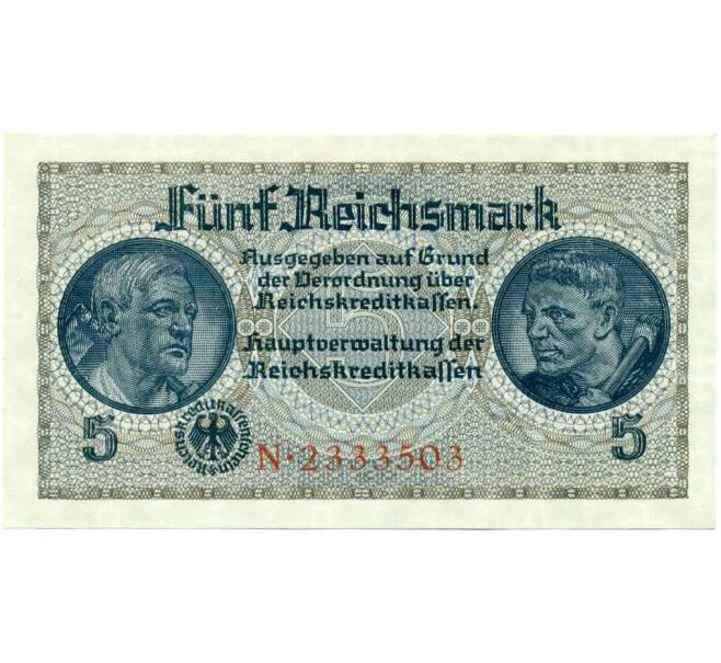 Банкнота 5 рейхсмарок 1940 года Германия (Для окупированных территорий) (Артикул: B2-13502) — Фото №1