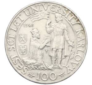 100 крон 1948 года Чехословакия «600 лет Карлову университету» — Фото №1