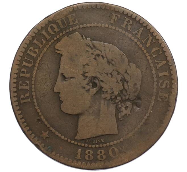 Монета 10 сантимов 1880 года А Франция (Артикул: K12-48818) — Фото №1