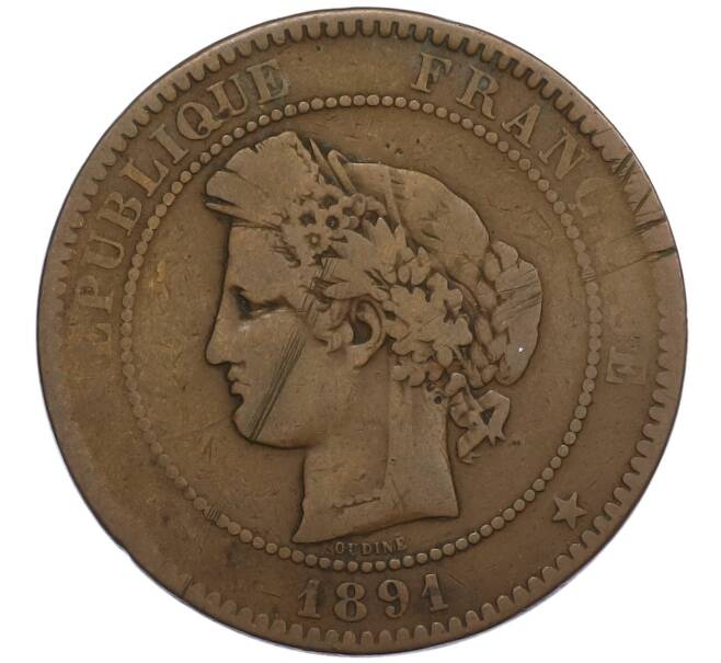 Монета 10 сантимов 1891 года А Франция (Артикул: K12-48824) — Фото №1