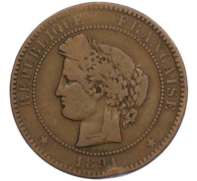 Монета 10 сантимов 1891 года А Франция (Артикул: K12-48826) — Фото №1