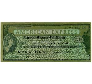 Дорожный чек на 25 долларов 1987 года США «American express» (ОБРАЗЕЦ) — Фото №1