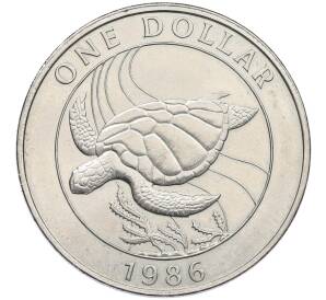 1 доллар 1986 года Бермуды «25 лет Всемирному фонду дикой природы» — Фото №1