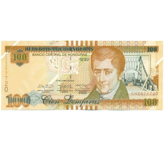 Банкнота 100 лемпир 2014 года Гондурас (Артикул: K12-50295) — Фото №1