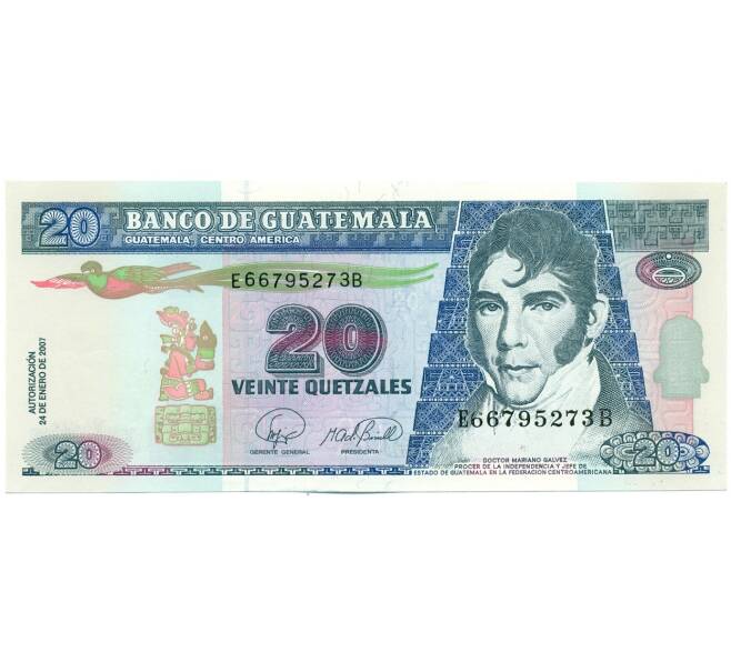 Банкнота 20 кетцалей 2007 года Гватемала (Артикул: K12-50787) — Фото №1