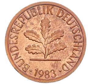 1 пфенниг 1983 года F Западная Германия (ФРГ) — Фото №1