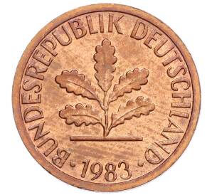 1 пфенниг 1983 года F Западная Германия (ФРГ) — Фото №1