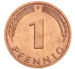 1 пфенниг 1983 года F Западная Германия (ФРГ) — Фото №2