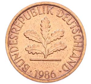 1 пфенниг 1986 года D Западная Германия (ФРГ) — Фото №1