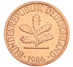 1 пфенниг 1986 года D Западная Германия (ФРГ) — Фото №1