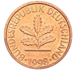 1 пфенниг 1998 года F Германия — Фото №1